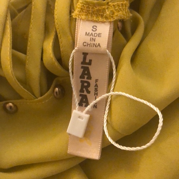 Mustard Yellow Cut Out Sheer Blouse - Picture 5 of 5